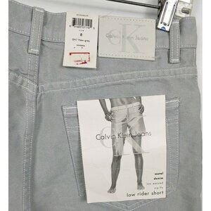 NWT VTG Calvin Klein Low Rider Sz 8 Shorts New Gray Metal Denim Mid Rise